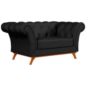 Sofá para Sala de Estar 150cm 1 Lugar Base Madeira Império B-300 Veludo Preto - Domi