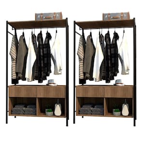Kit 2 Guarda Roupas Closet Industrial 90cm 2 Gavetas Paris Light Demolição/Preto - Artefamol