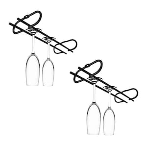 Conjunto 2 peças Porta Taças de Teto 25cm Suporte para Taças Suspenso Reto Preto Fosco