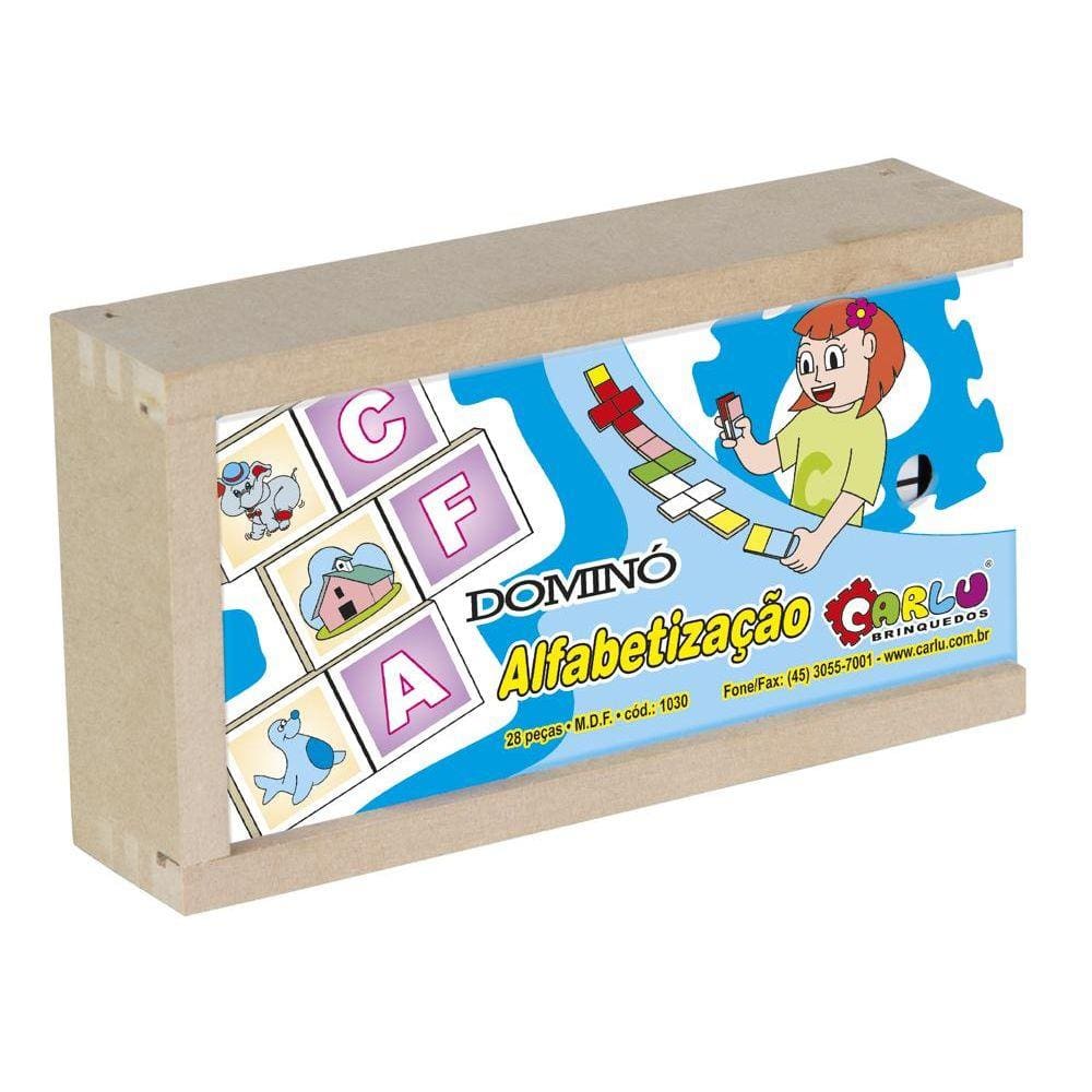 Jogo Educativo Alfabetização Dominó 28 pçs em MDF, Idade 3 +