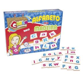 Jogo Educativo Alfabeto na Madeira 26 peças em MDF, Idade 4+