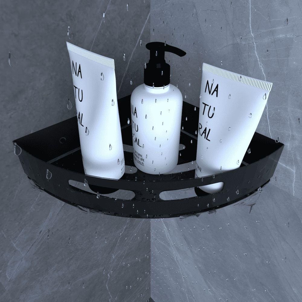 Suporte Porta Shampoo Para Banheiro De Canto Inox Preto