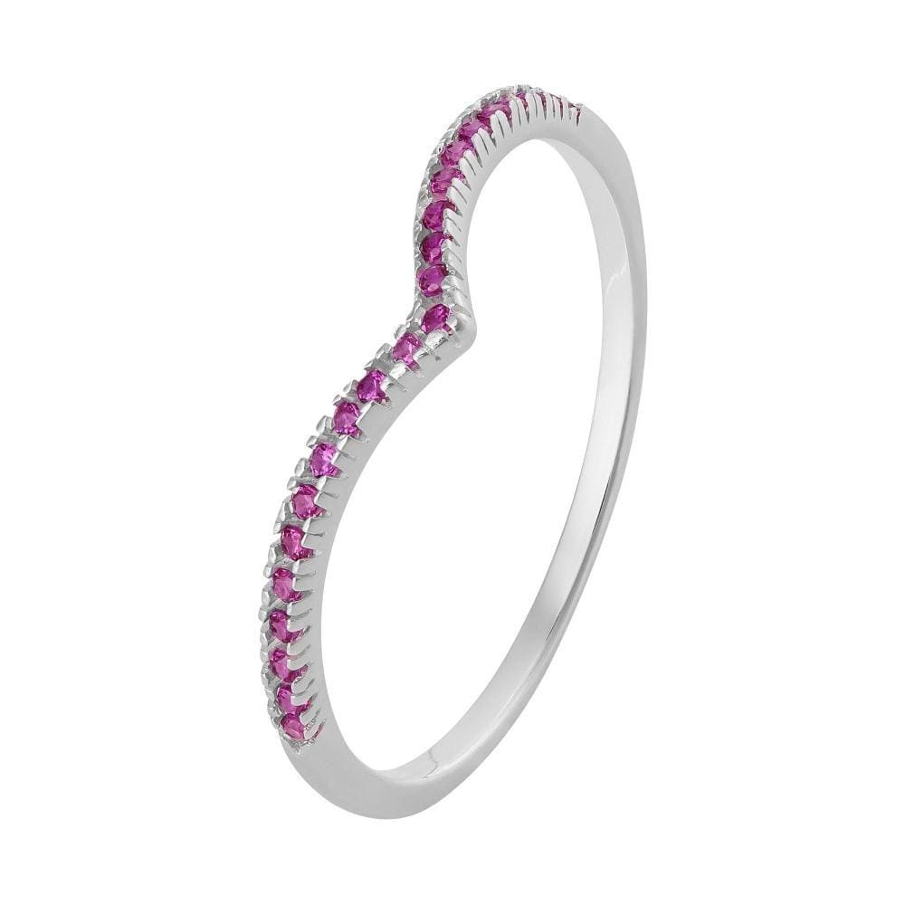 Anel Prata Link Lari com Zircônias Pink