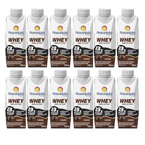 Kit com 12 Bebida Piracanjuba Whey 250 Ml - Sabor Cacau