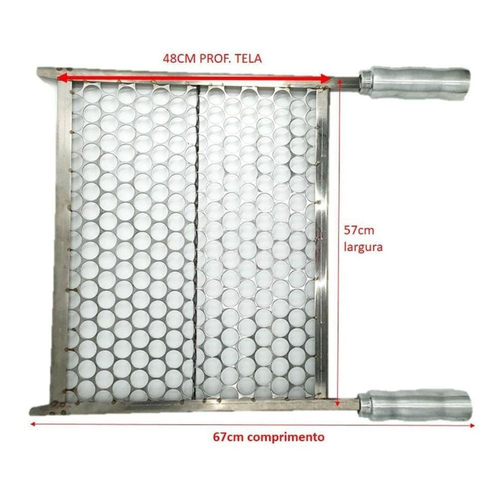 Grelha Para Churrasqueira Tela Moeda Inox 57Cm Largura