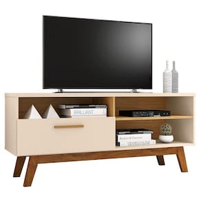 Rack Bancada Para TV Até 55 Pol. 2 Portas Paládio Off White/Cinamomo - Bechara
