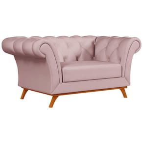 Sofá para Sala de Estar 150cm 1 Lugar Base Madeira Império B-305 Veludo Rosê - Domi