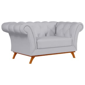 Sofá para Sala de Estar 150cm 1 Lugar Base Madeira Império C-315 Linho Cinza Claro - Domi