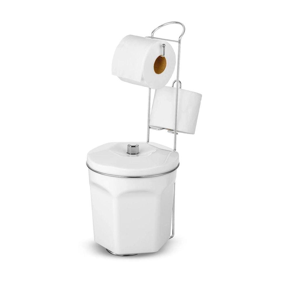 Suporte Para Papel Higiênico Com Lixeira Branca 6L Passerini