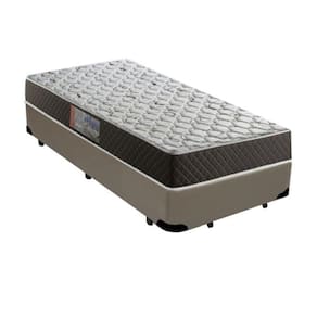 Cama Box Solteiro Colchão Mola Bonnel Premium + Box Sintético 60x88x188 Cor:Bege