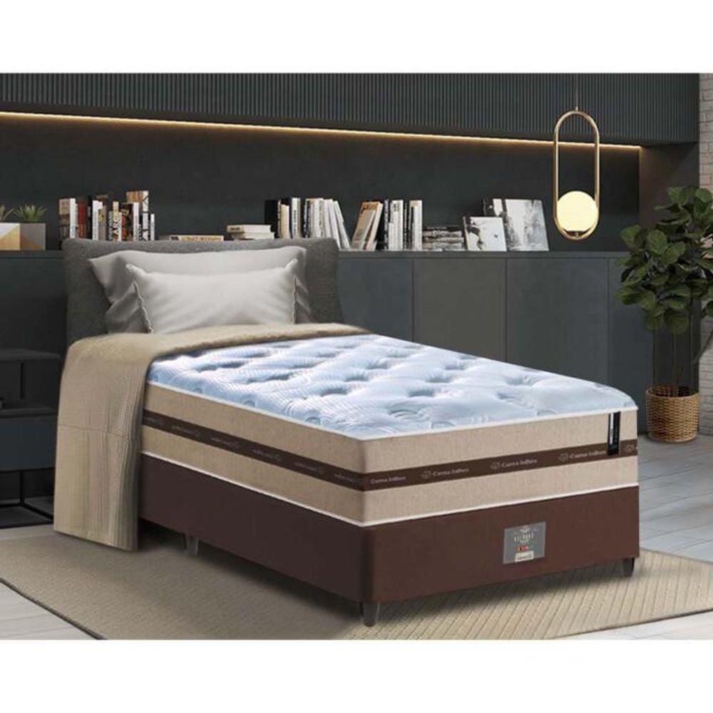 Conjunto Cama Box Solteiro (Colchão + Box) de Molas Cama inBox Pró Smart 88x188x60 Bege