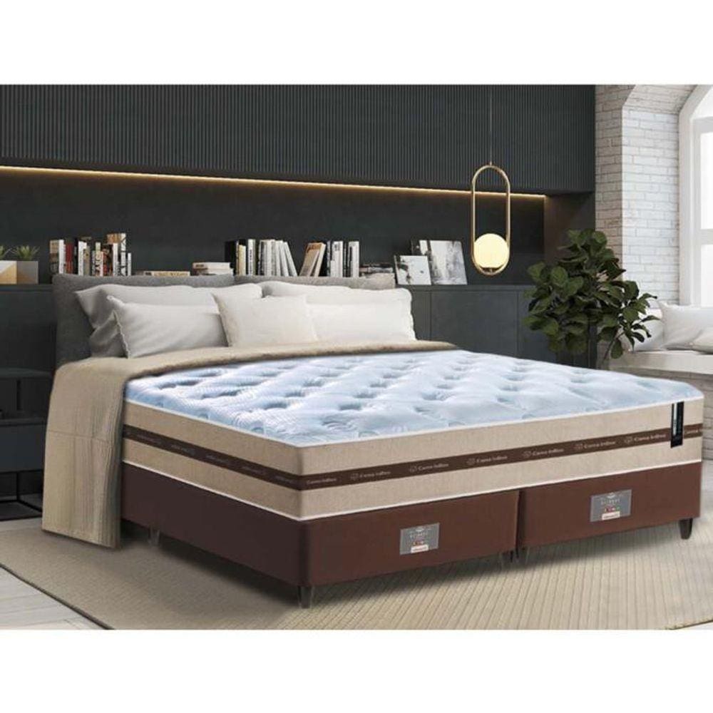 Conjunto Cama Box King (Colchão + Box) de Molas Cama inBox Pró Smart 193x203x60 Bege
