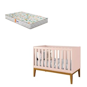 Berço Americano New Classic Rosa com Pés Madeira e Colchão Gazin - Reller