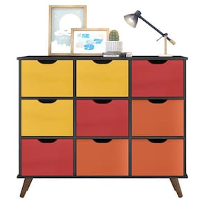 Nicho Organizador Retrô 9 Gavetas Preto Colors - Qmovi