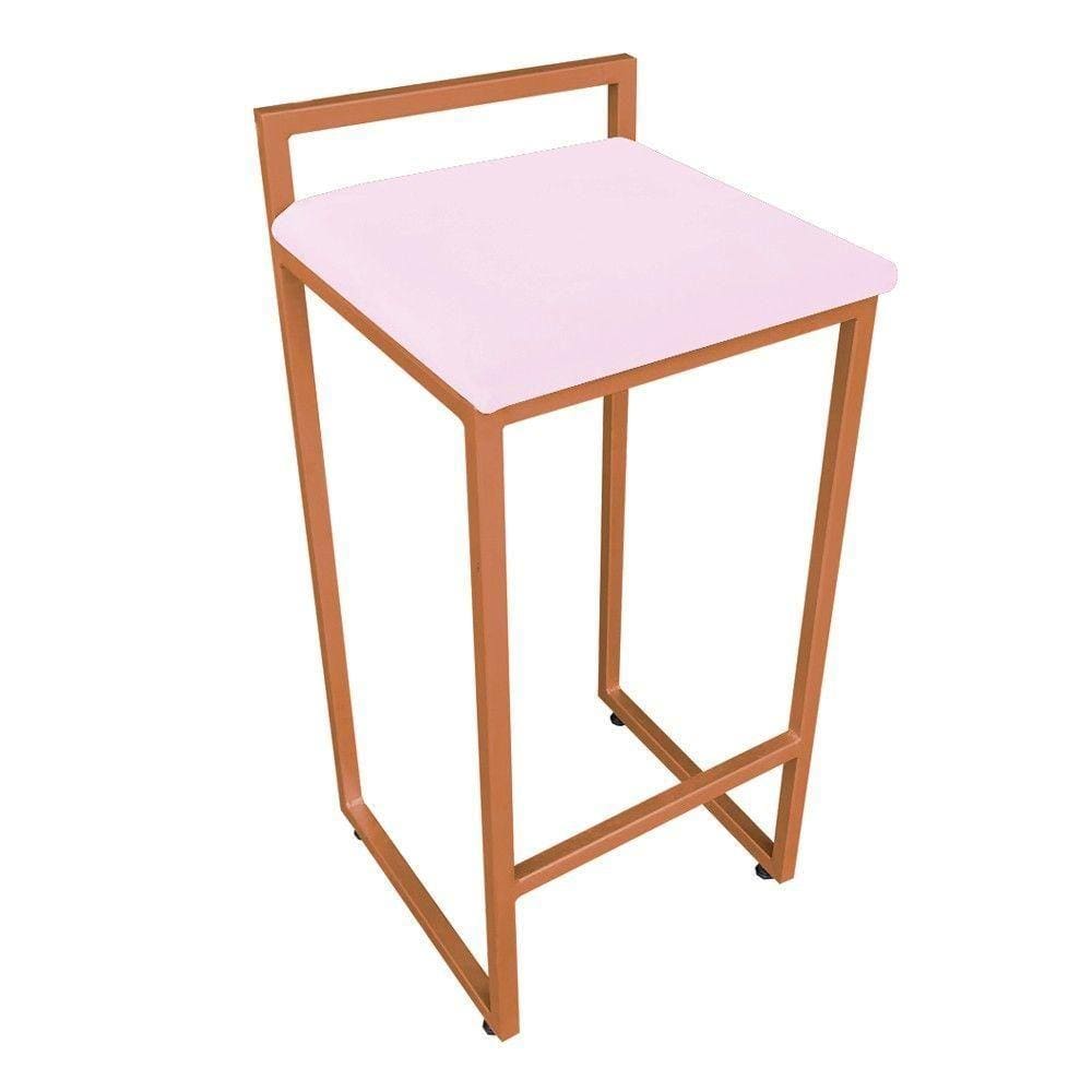 Banqueta Pietra Suede Base Cobre Rosa Bebê