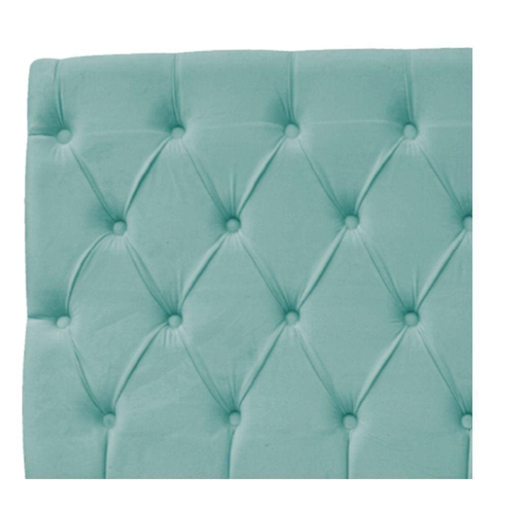 Cabeceira Estofada Liverpool 90cm Solteiro Azul Tiffany