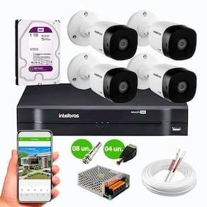 Kit 4 Câmeras Segurança Intelbras 1120 Vhl  Hd 1tb Wd Purple