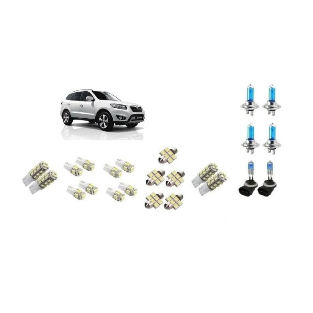 Kit 23 Lampadas Brancas Farol + Leds Hyundai Santa Fe 06/18
