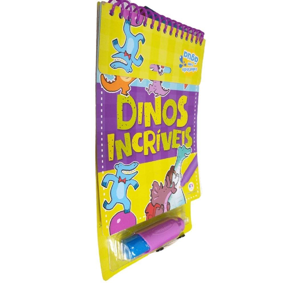 Livro Colorindo Com Água Aqua Book Dinos Incríveis