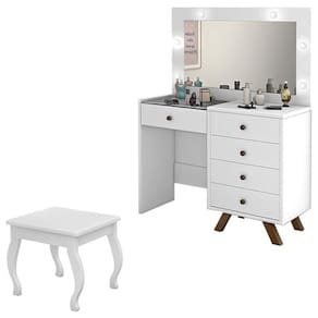 Penteadeira Camarim Luna com Banqueta Branco - Luapa Móveis