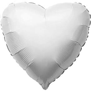 BALÃO METALIZADO CORAÇÃO BRANCO - 45 cm - 1 unidade