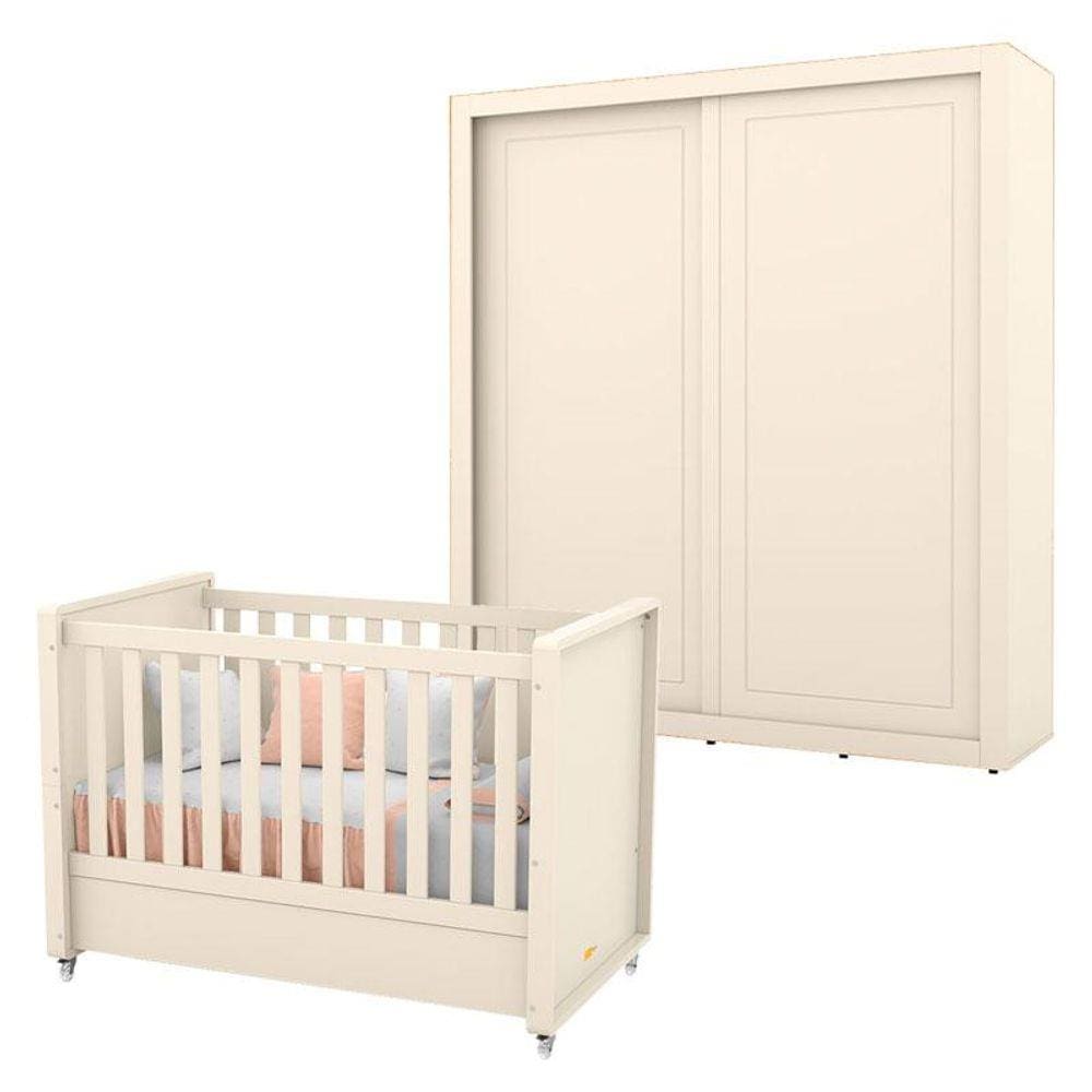 Berço Americano e Guarda Roupa Tutto New 2 Portas Off White - Matic