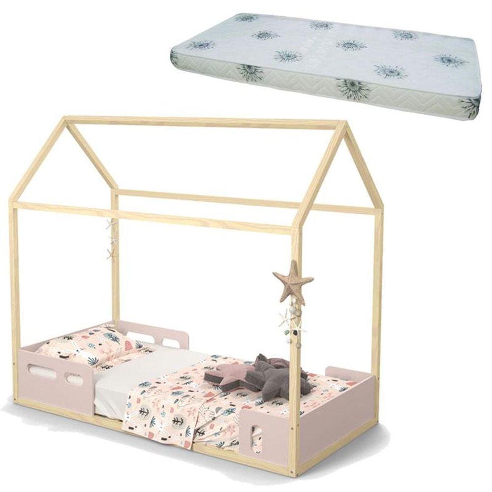 Cama Montessoriana Liv Rose Natural com Colchão - Matic
