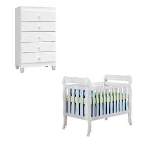 Berço Americano Lila e Cômoda Gaveteiro Ternura Baby Branco Brilho - Incorplac
