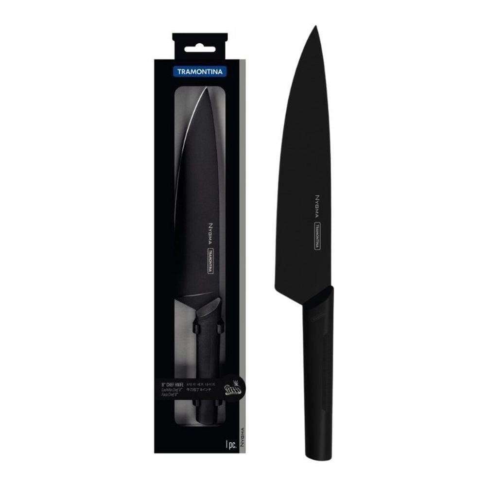 Faca De Corte Tramontina Chef 8 Polegadas Preta Inox Nygma