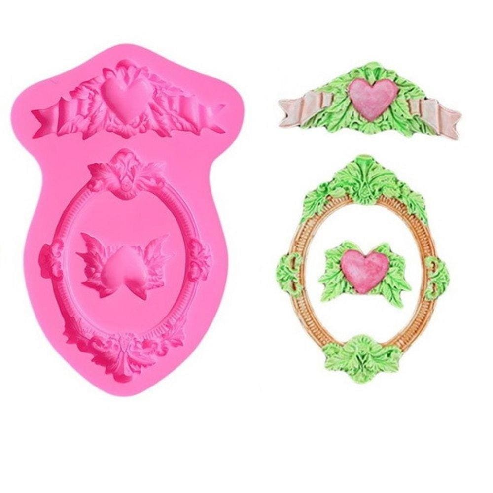 Molde De Silicone Moldura E Coração