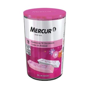 Borracha Decorada Tr Rosa/Branca Mercur Pote Com 18 Unidades
