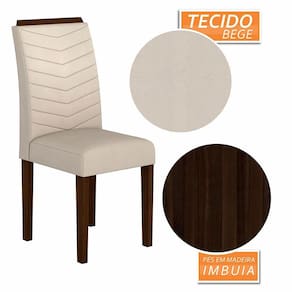 Kit 2 Cadeiras Estofadas Lisboa Wood Mesa De Jantar Imb/bege - Moveis Arapongas