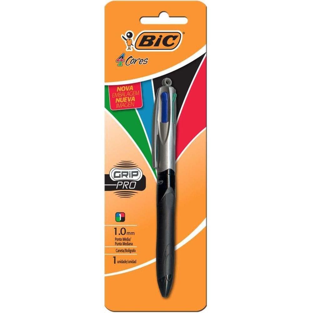 Caneta Esferografica Bic 4 Cores Grip Pro 1.0Mm