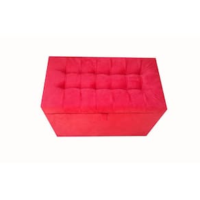Puff Baú Retangular Para Sala, Quarto C/ Pistão Á Gás - Vermelho