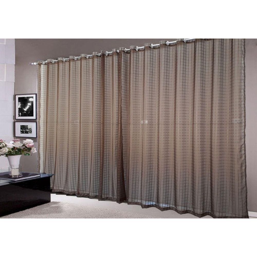 cortina voal quadriculado marron 4,00x2,50