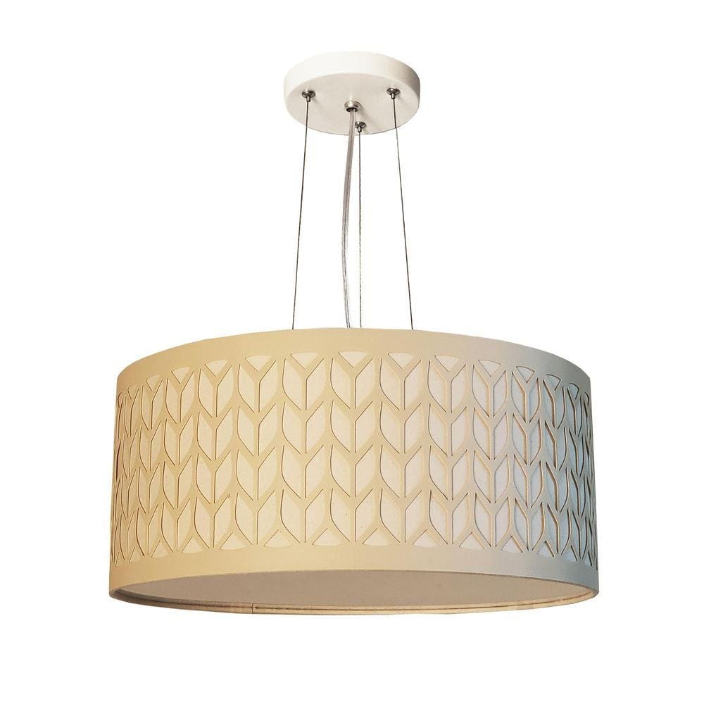 Lustre Pendente Recorte Cúpula Bege 30X15 2E27 Bivolt