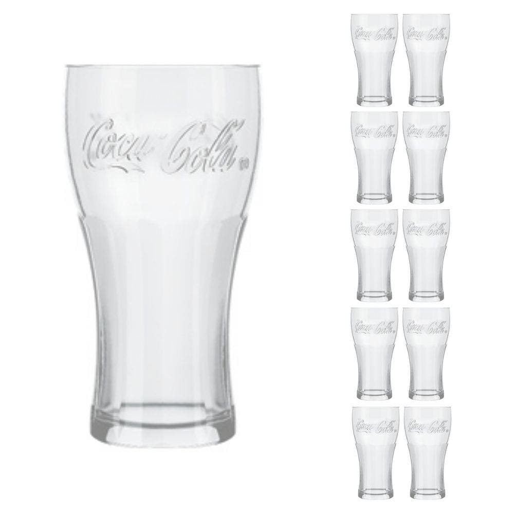 10 Copos de Vidro 470ml Contour Coca Cola Cristal Luxo Nadir