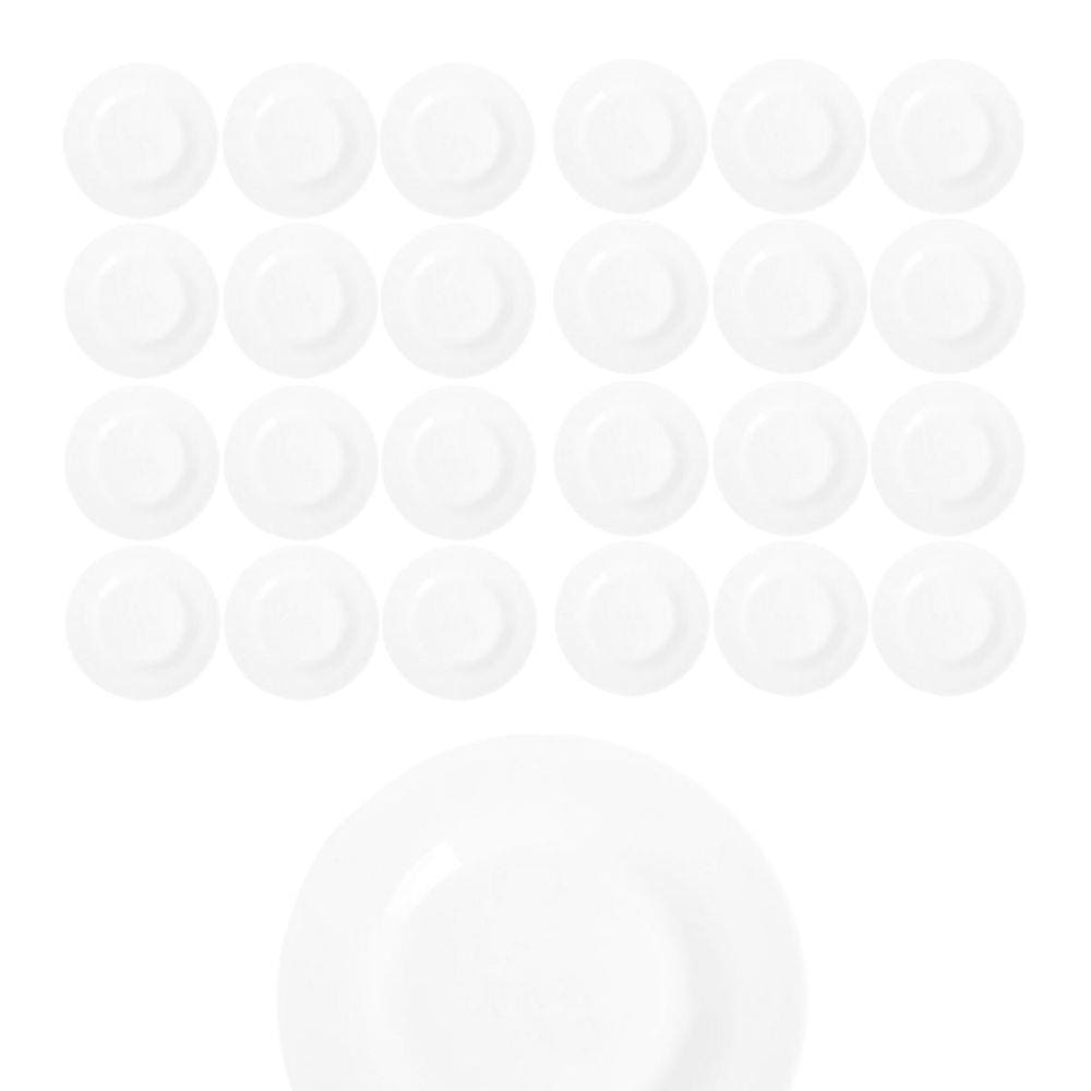 24 Pratos Sobremesa 19cm Redondos Menu Branco Luxo Duralex