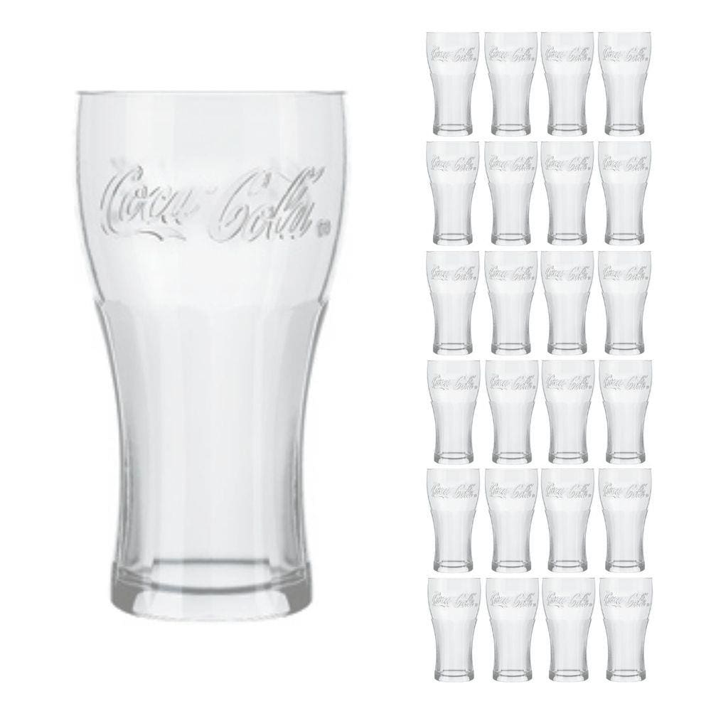 24 Copos de Vidro 470ml Contour Coca Cola Cristal Luxo Nadir