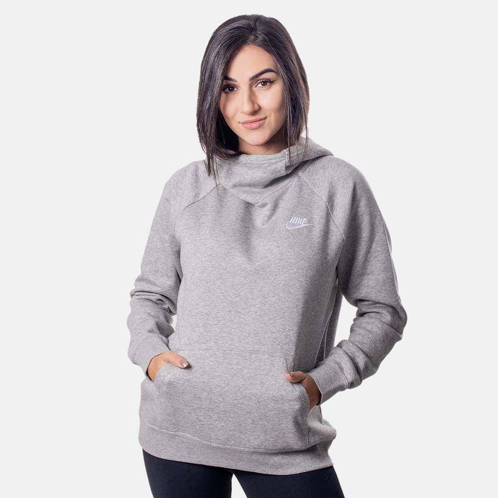 nike essential logo overhead moletom com capuz women's grey