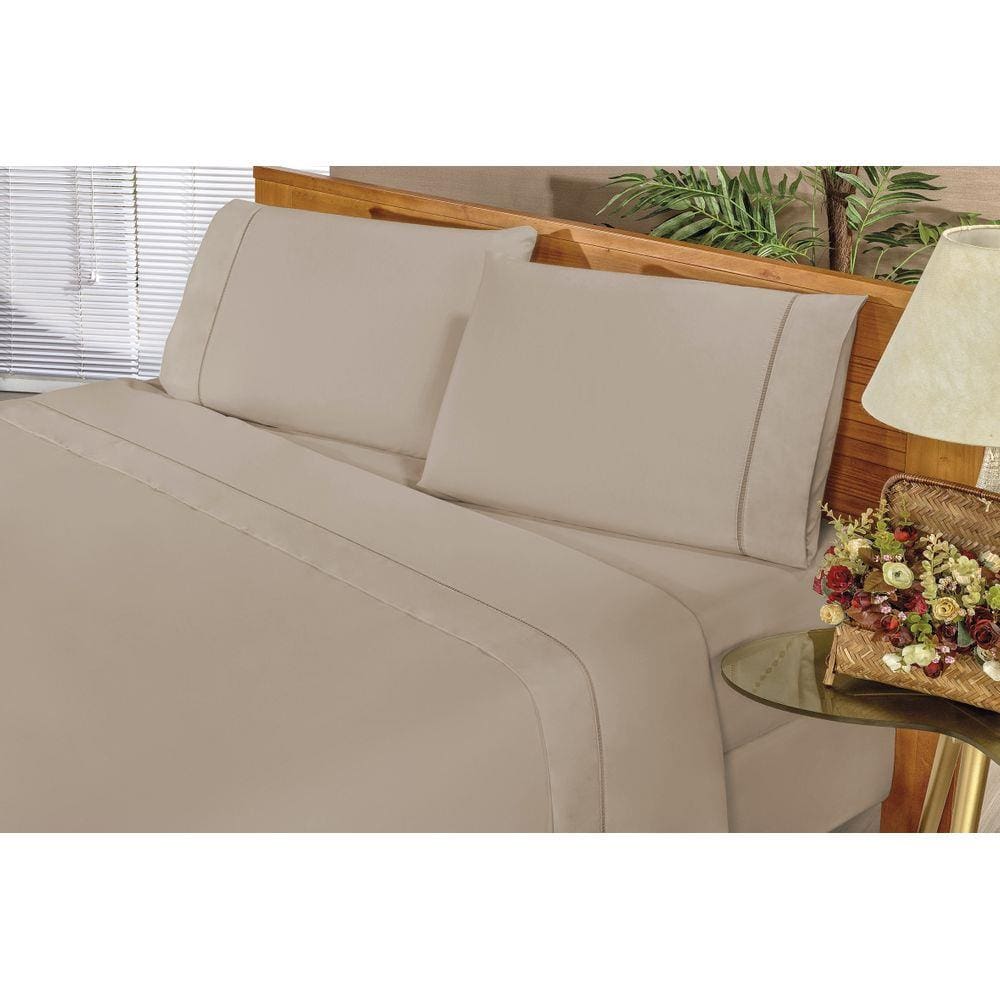 Jogo de Cama Elegance Queen 4 Peças  Cáqui