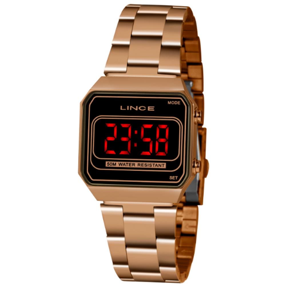 Relogio Lince Feminino Digital Led Rose Mdr4645l