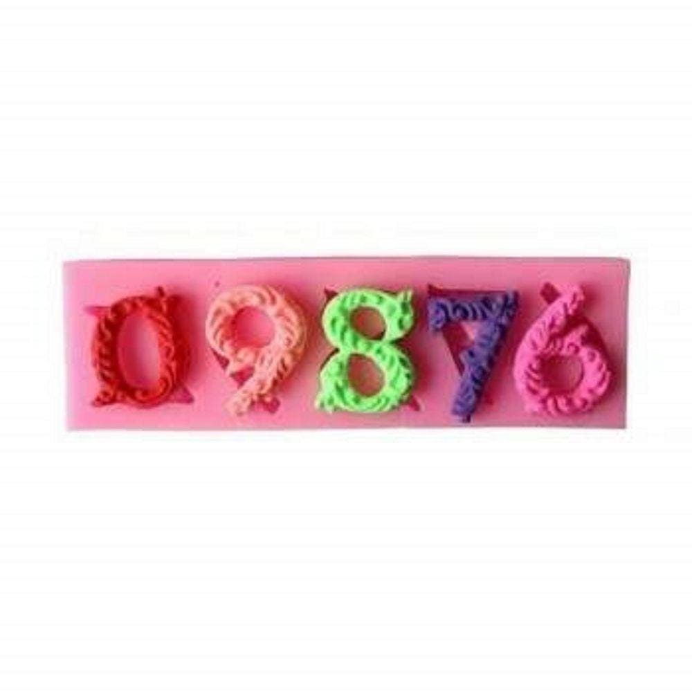 Molde De Silicone Número Decorado 0 Ao 6