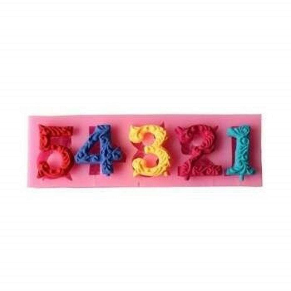 Molde De Silicone Número Decorado 1 Ao 5