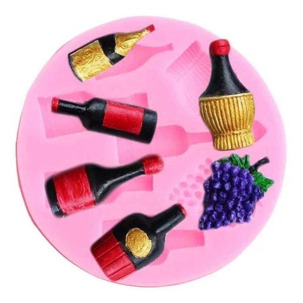 Molde De Silicone Vinho Garrafa Uva