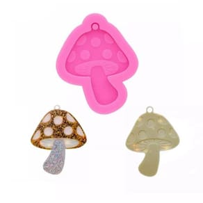 Molde De Silicone Cogumelo Resina Chaveiro Pingente