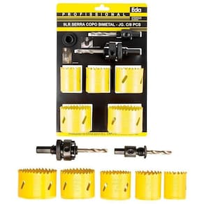 Kit Jogo De Serra Copo Bimetal 8 Peças Metal E Madeira
