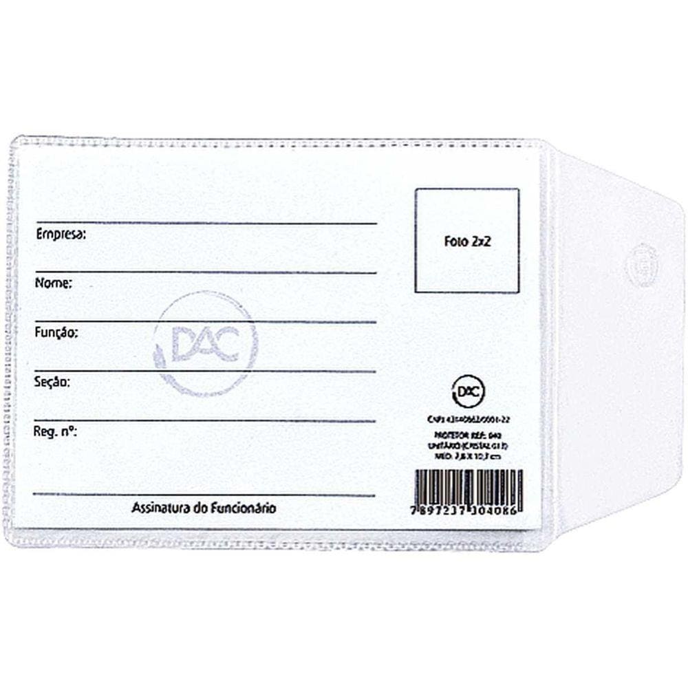 Porta Documento Para Rg Com Aba 8,0X110Cm.