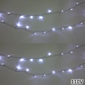 Cordão 100 LEDs 10m Branco 110VOLTS Fio Branco Fixo CBRN0685