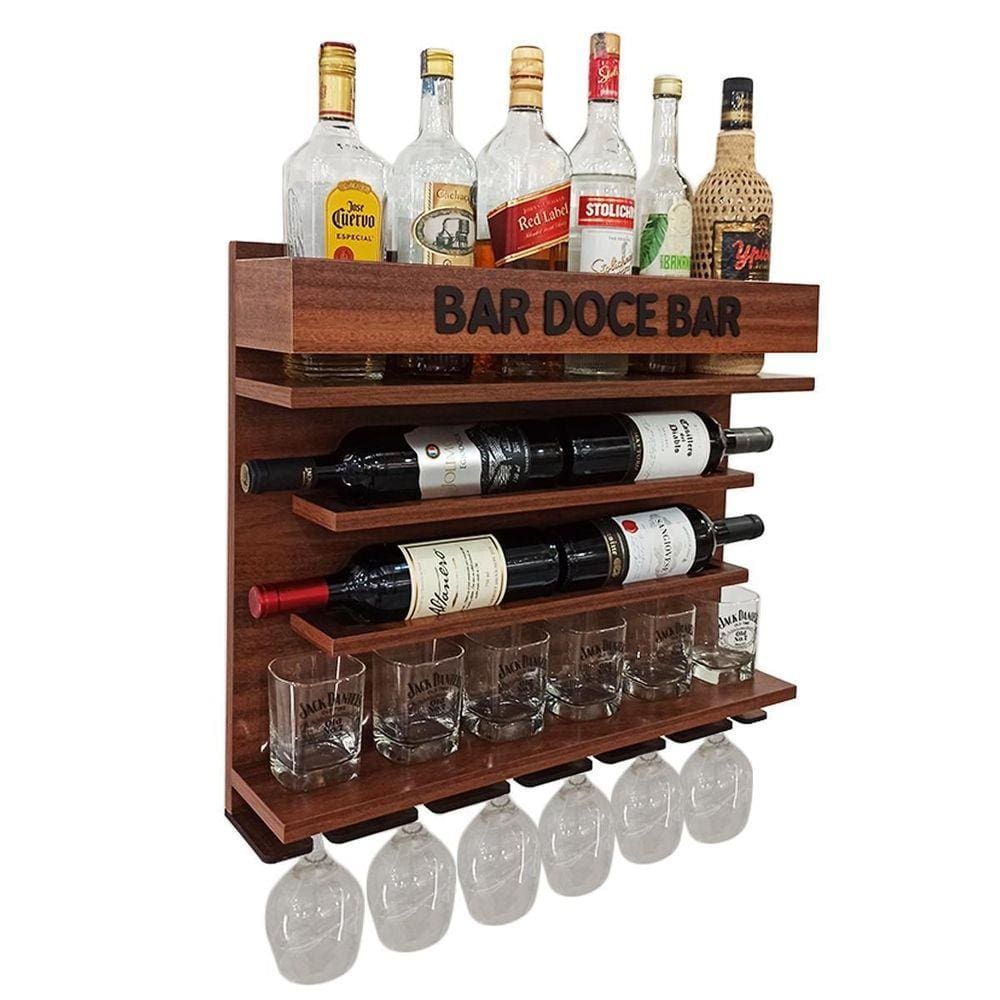 Barzinho Com Adega De Parede - Bar Doce Bar - Cor Imbuia